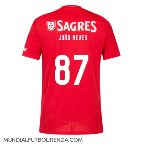 Camiseta Benfica Joao Neves #87 Primera Equipación Replica 2024-25 mangas cortas